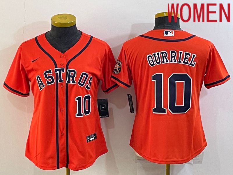 Women Houston Astros #10 Gurriel Orange Game Nike 2022 MLB Jersey->women mlb jersey->Women Jersey